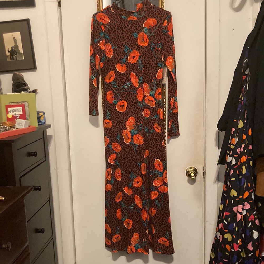 Bodycon Free People Maxi Dress XS Leopard Floral